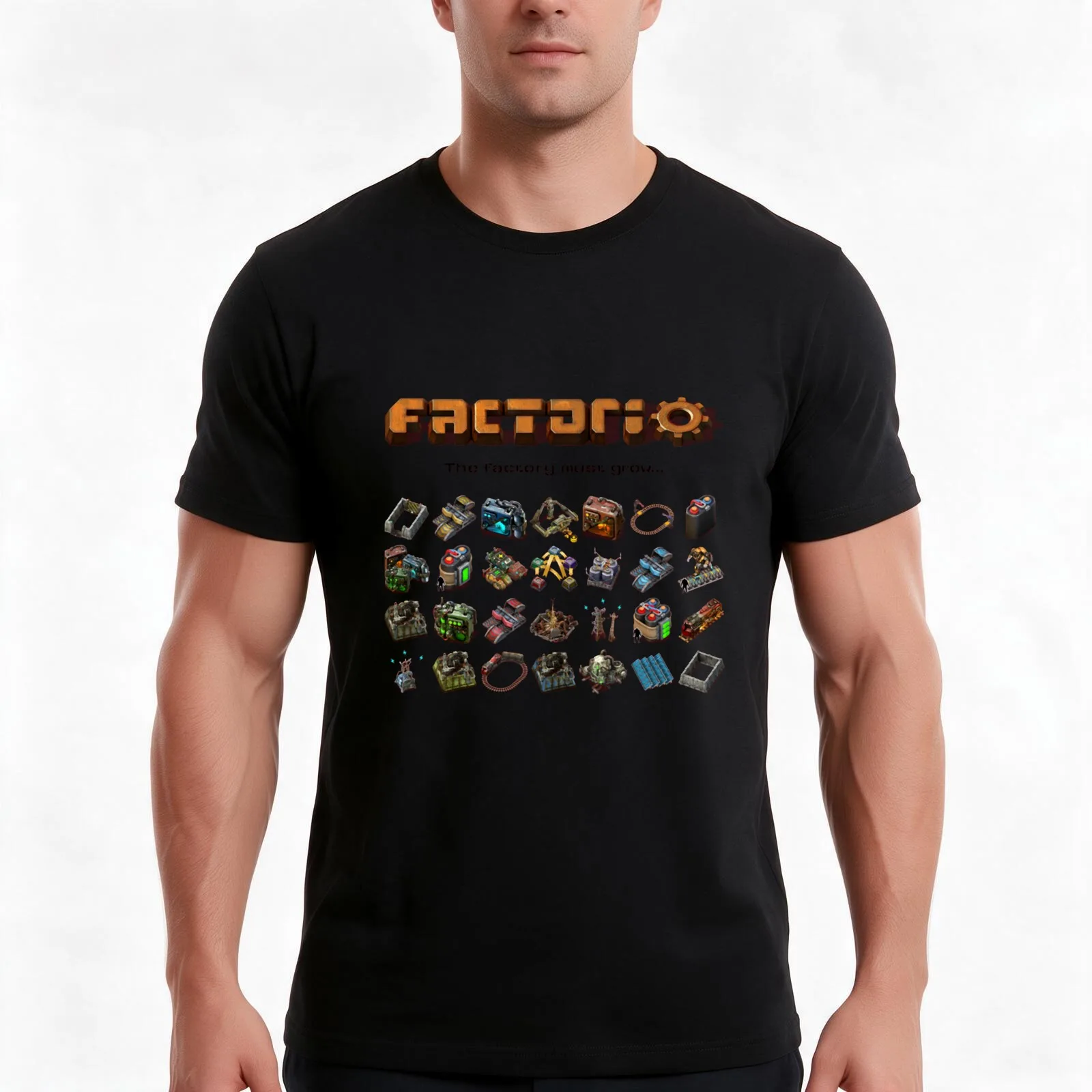 Factorio, The factory must grow... T-Shirt Summer Casual Cotton Tee, Unisex Men Women