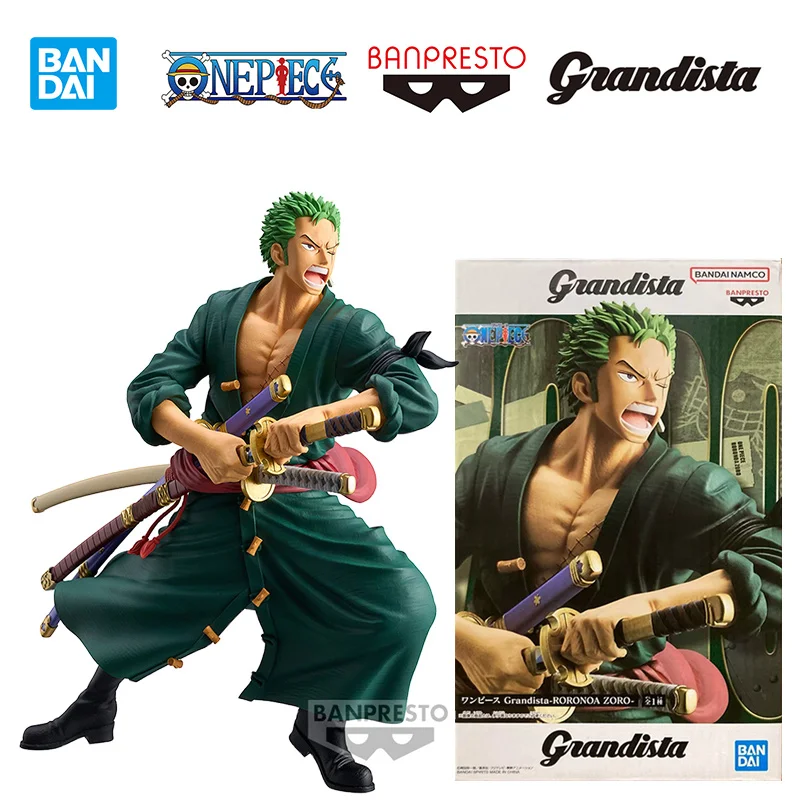 Bandai Namco Banpresto One Piece Grandista Roronoa Zoro 22Cm Anime Original Action Figure Model Toy Birthday Gift Collection