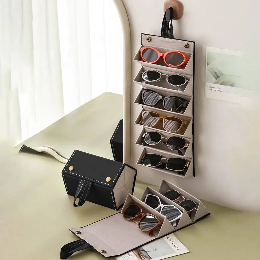Sunglasses Organizer, 2/3/4/5/6 Slots Travel Glasses Case, Multiple Pairs Eyeglasses Storage Box, Hanging Eyewear Holder