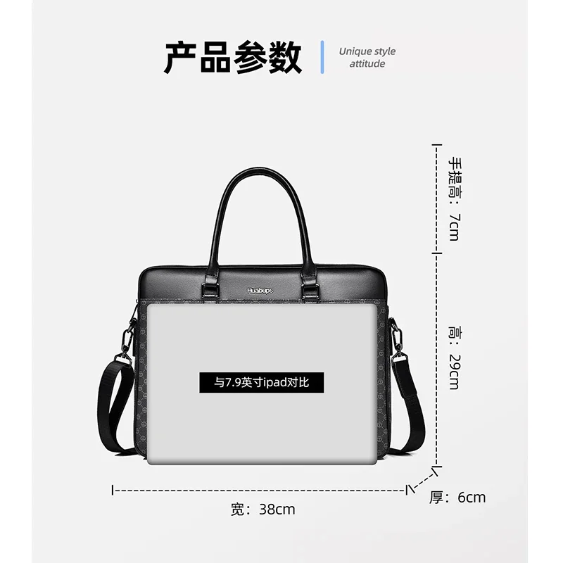 Imagem -03 - Dupla Camada de Couro Maleta de Ombro Casual Masculina Mensageiro Masculino Bolsas Laptop Bolsas de Viagem 14