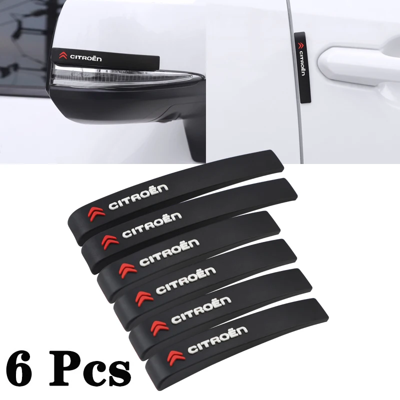 6Pcs Rubber Car Anti-Collision Bumper Strip Guards Protector Stickers For Citroen C1 C2 C3 Vts C4 Saxo C4L C5 C6 C8 Xsara