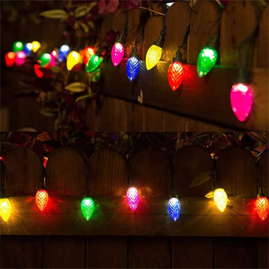 Creatieve 10M 100led C6 Aardbei String Lights 8 Modi Outdoor Kerst Slinger Sprookjesachtige Verlichting Voor Feest Patio Tuin Decoratie