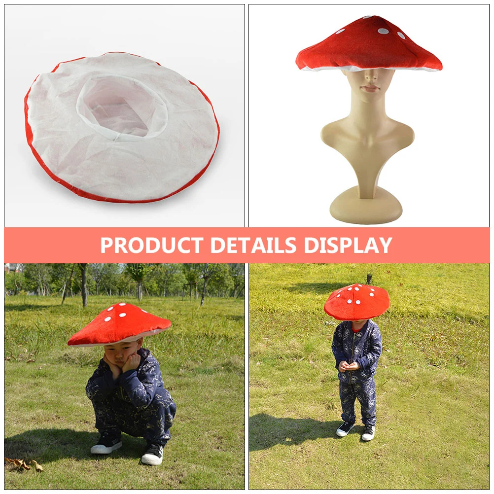 2 Pcs Mushroom Cap Costume Party Hats Accessory Funny Kids Premium Material Red Creative Decor