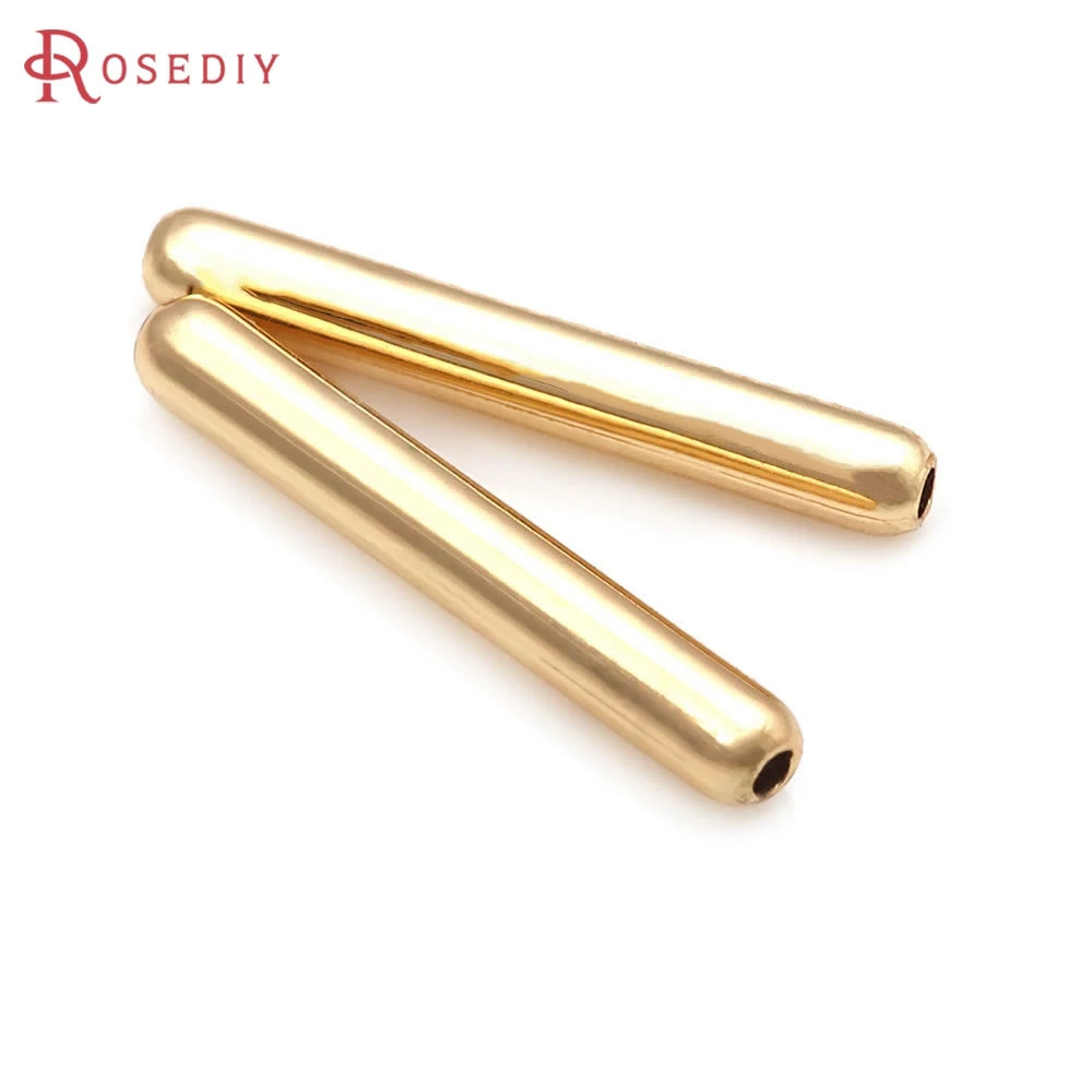 30PCS 6.5MM 9MM 11MM 15MM 18K Gold Color Brass Cylindrical Spacer Beads Bracelet Beads High Quality Jewelry Making Supplies