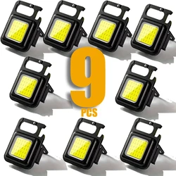 Keychain Light Mini Multifunctional Camping Flashlight USB Rechargeable LED Portable Bright COB Pocket Clip Lantern Outdoor Work