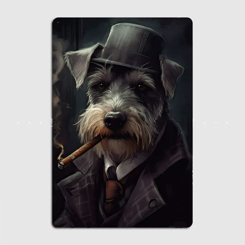 Schnauzer The Gangster Metal Sign Pub Vintage Home Printing Wall Decor Tin Posters Room Decoration