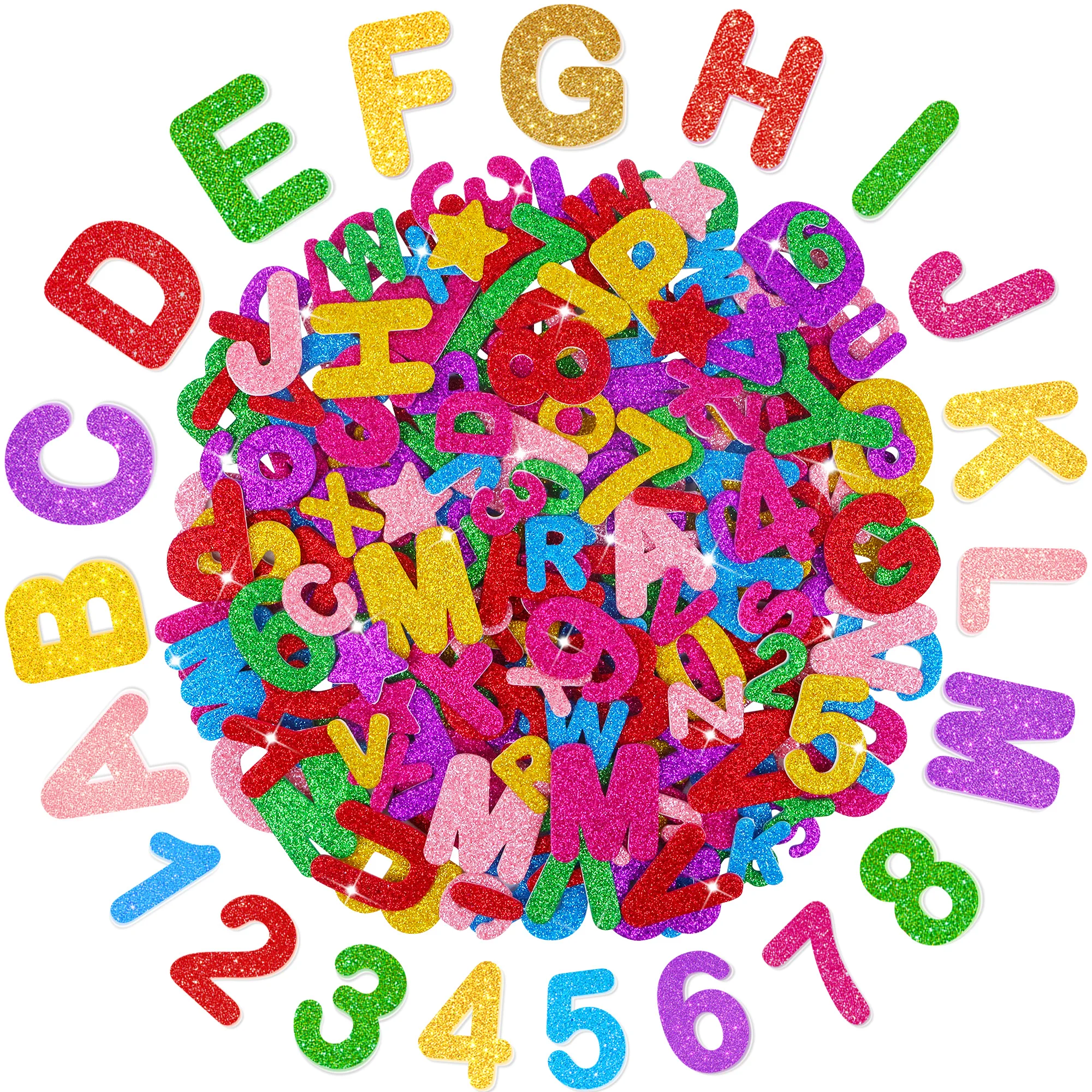 

7 Colors 539Pcs Glitter Alphabet Number Stickers Self Adhesive Decals Multisize For Kids DIY Crafts Journaling Classroom Decor