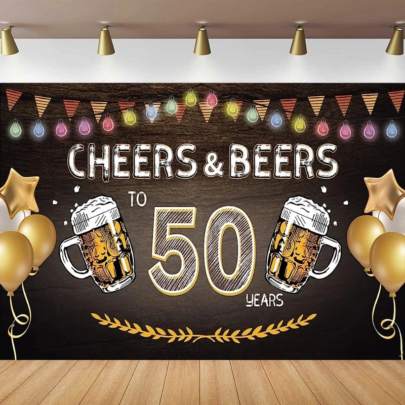 Cheers To 50 Years Photography Backdrop Cheers to 50 Years Birthday Party Background Poster Happy 50th Anniversary Banner Decor