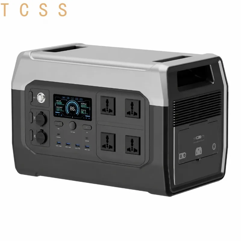 2400W LiFePO4 Portable Power Station Large Capacity Pure Sine Wave Solar Charging 220V Output Outdoor Camping RV Emergency
