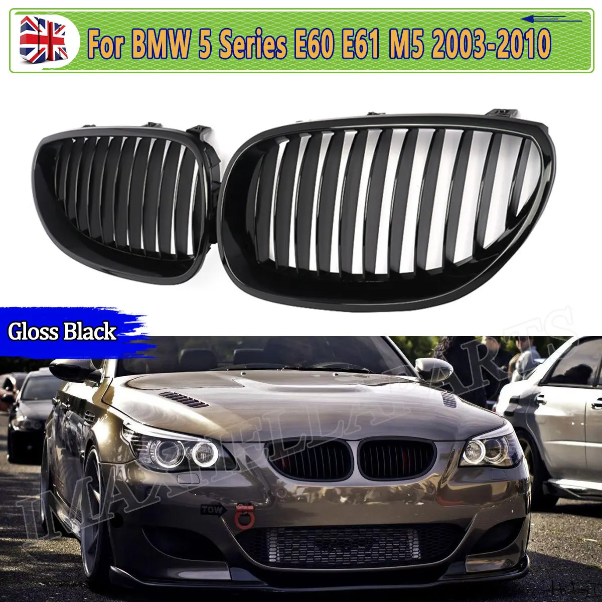 

For BMW E60 E61 Front Grille Grill Gloss Black 5 Series 520i 525d 530d 2003 2004 2005 2006 2007 2008 2009 2010 Car Middle Grille