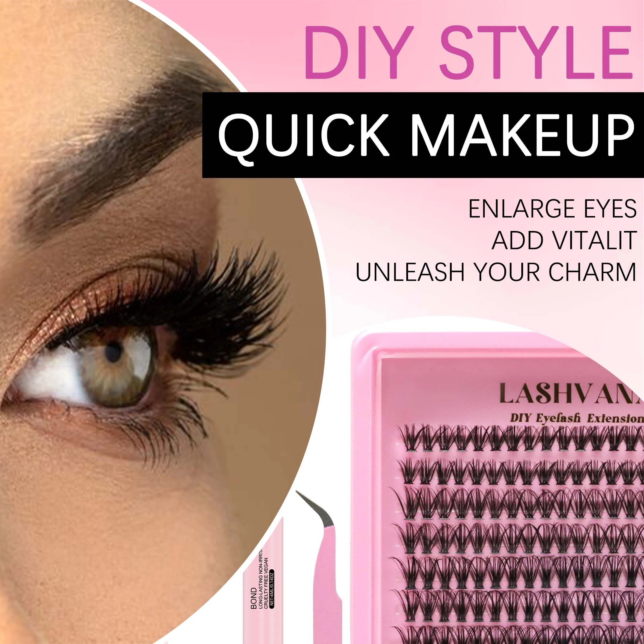 DIY 속눈썹 클러스터 키트 30D 방수 강력 고정 DIY 속눈썹 연장 키트 속눈썹 본드 및 실링제 및 속눈썹 족집게 메이크업