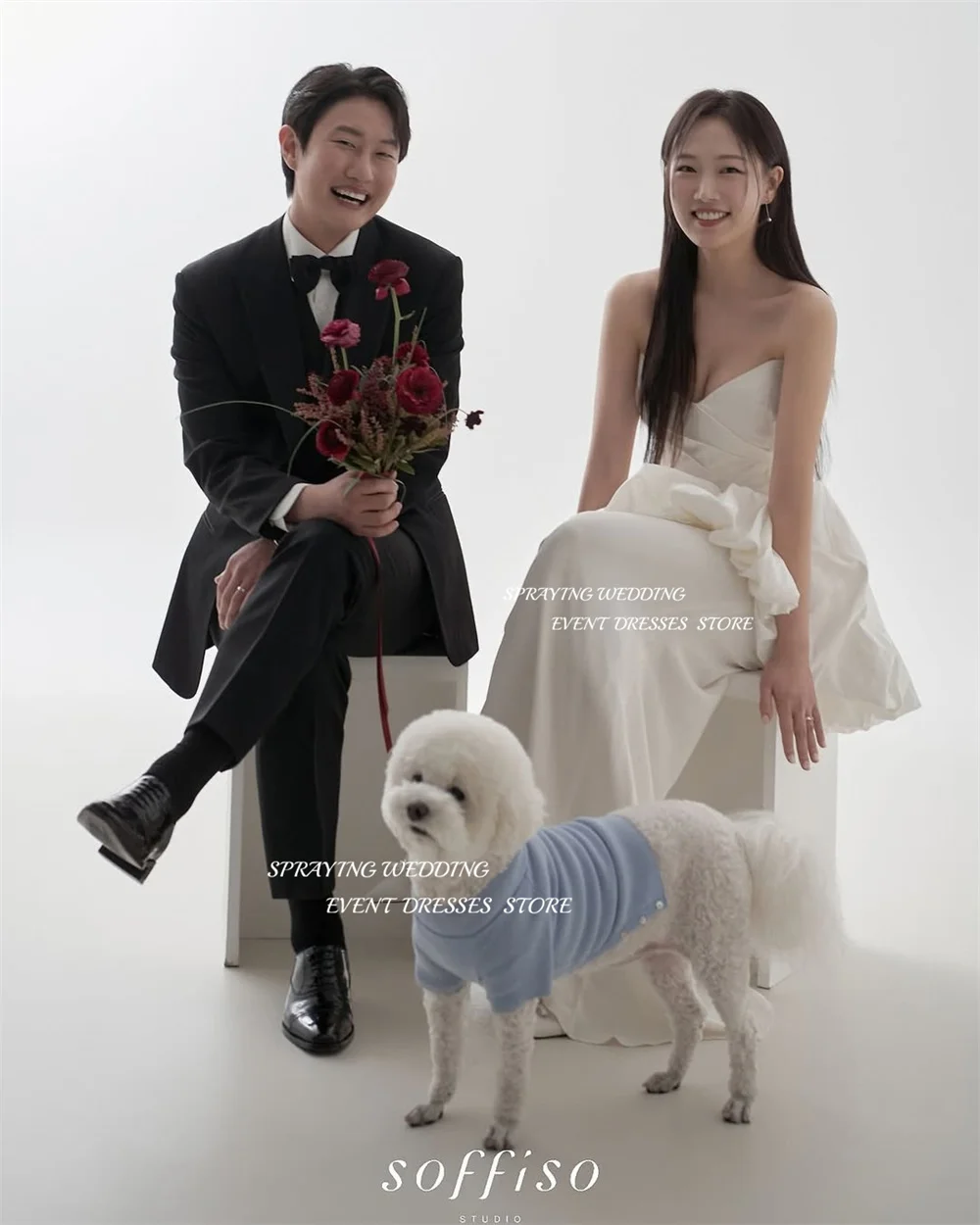 الرش أنيقة العاج حورية البحر الزفاف صورة تبادل لاطلاق النار فساتين الخامس الرقبة التفتا طويلة المتدرج كوريا فستان زفاف مشد  ওয়েডিংডمخصص