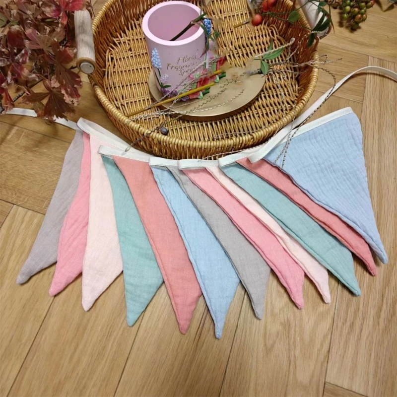 

Pennant with Multicolor Bunting Flags Versatile Baby Showers Decoration Newborn Photograph Props for Boys Girls