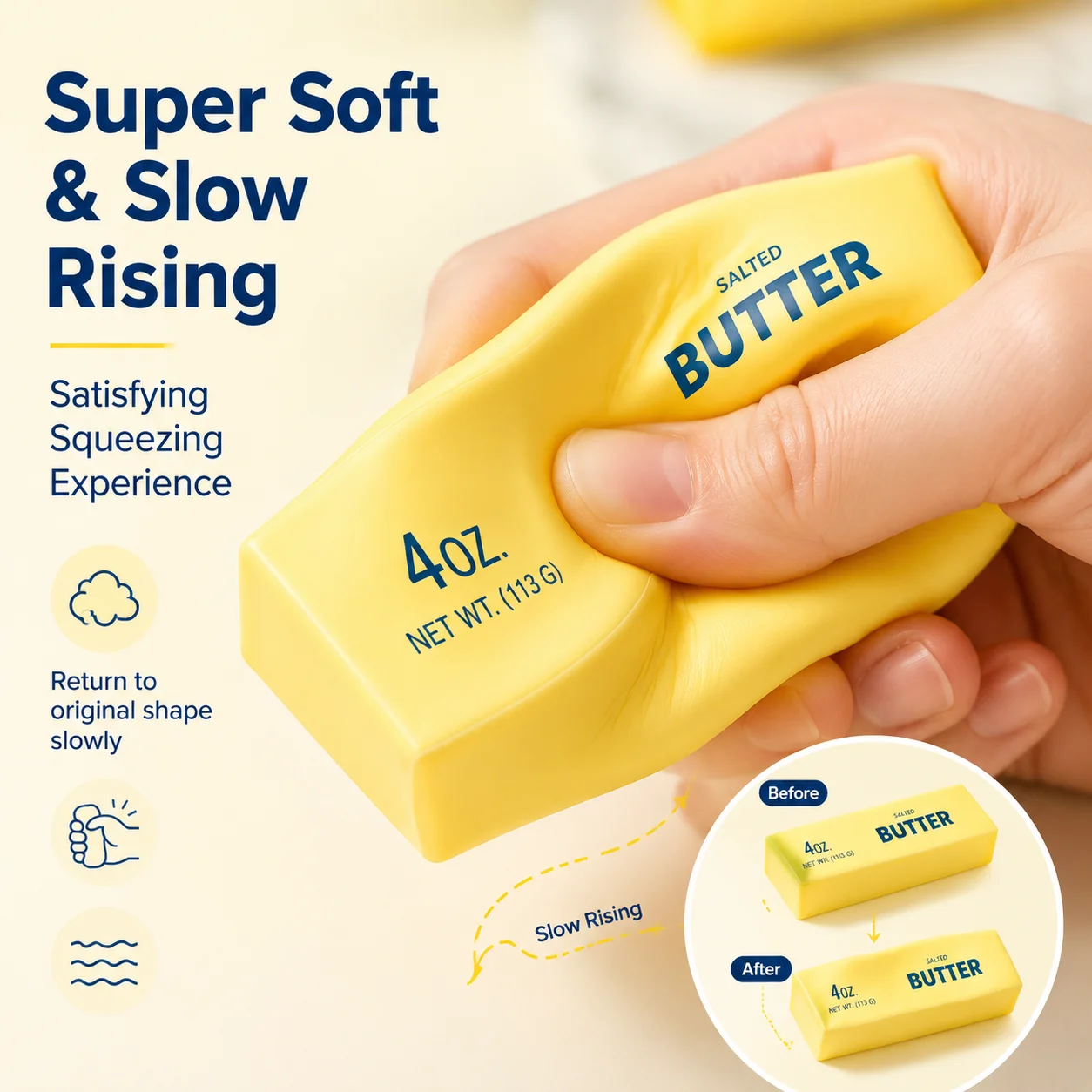 Butter Stick Slow Rising Squishy Toy Squeeze Fidget Brick Bar Anti-Stress Hand Relax Gift for Stress