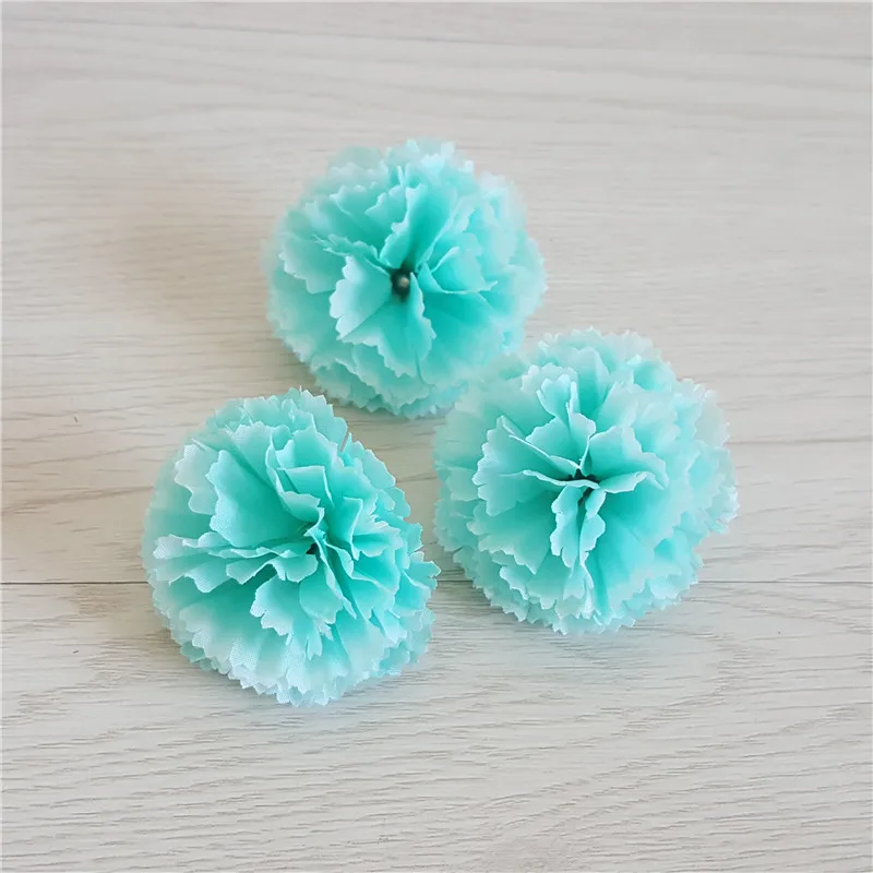 100pcs 5CM 12Colors Artificial silk Carnation Flower Heads for DIY decorative garland accessory hat hairpin headware accessories