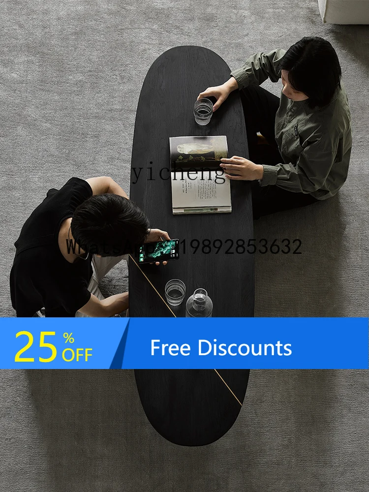 

solid wood coffee table oval living room tea table small apartment medium ancient style simple and modern