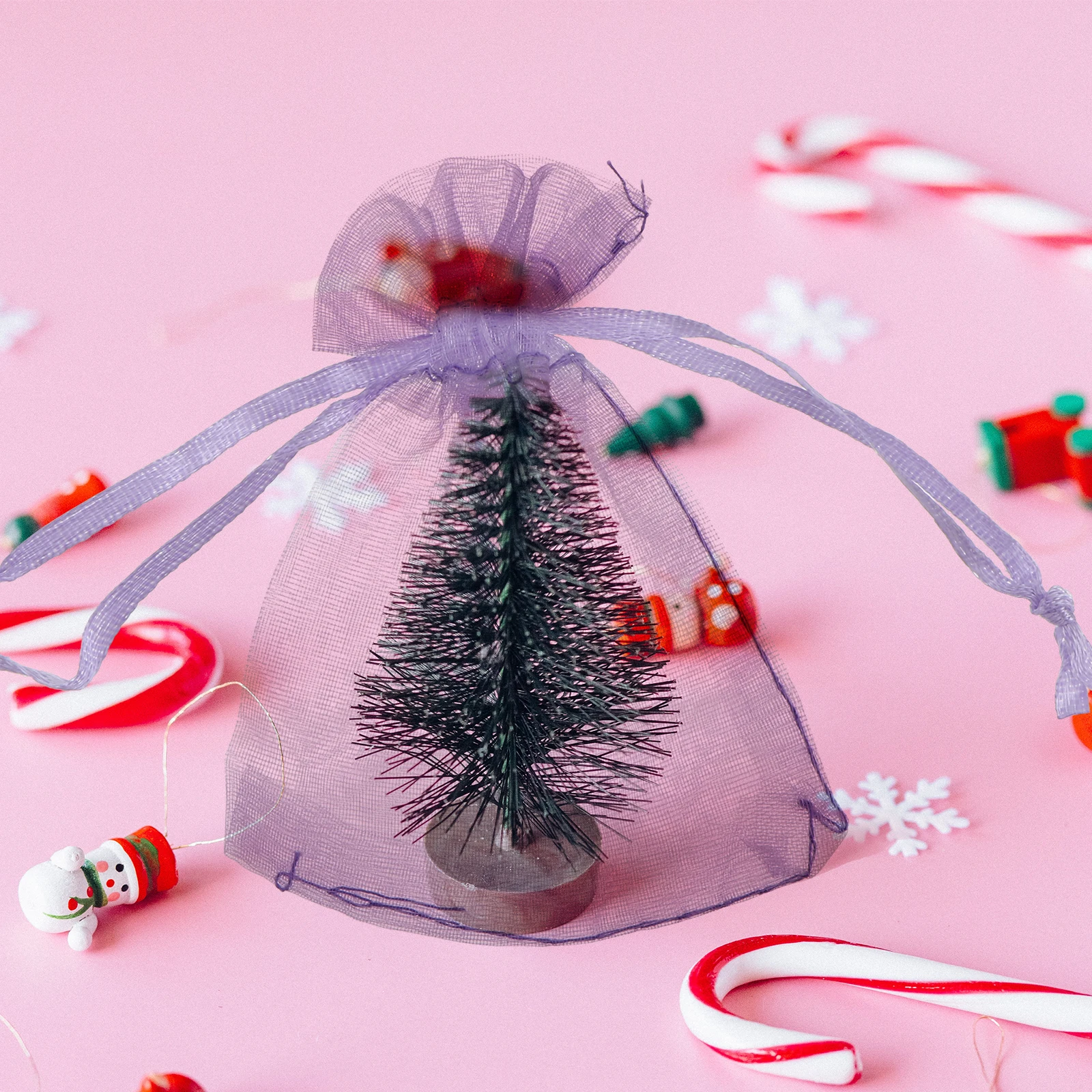 

100 pcs Gift Bags Light Purple Organza Drawstring 7x9cm Jewelry Storage Party Wedding Favor Pouches Mini Fabric Candy