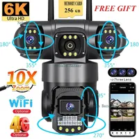 3 Lens Video Surveillance Camera Wifi Network CCTV Camera 4G SIM Card Wireless 360 Monitor Outdoor Waterproof Security Cameras