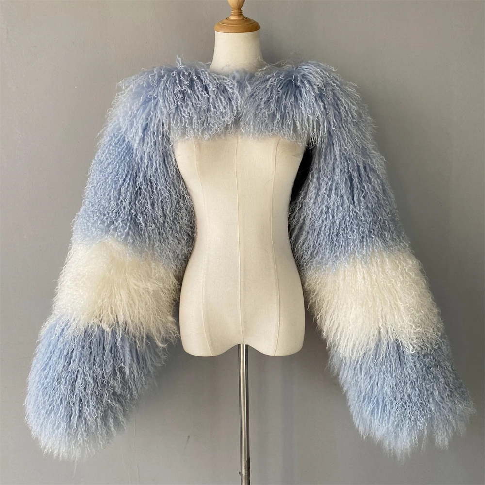 Jaxmonoy Reale Mongolo Cappotto di Pelliccia di Pecora di Colore Solido Soffici Maniche di Pelliccia Autunno Inverno Nuovo Design Mongolo Cappotti di Pelliccia Femminile 2025