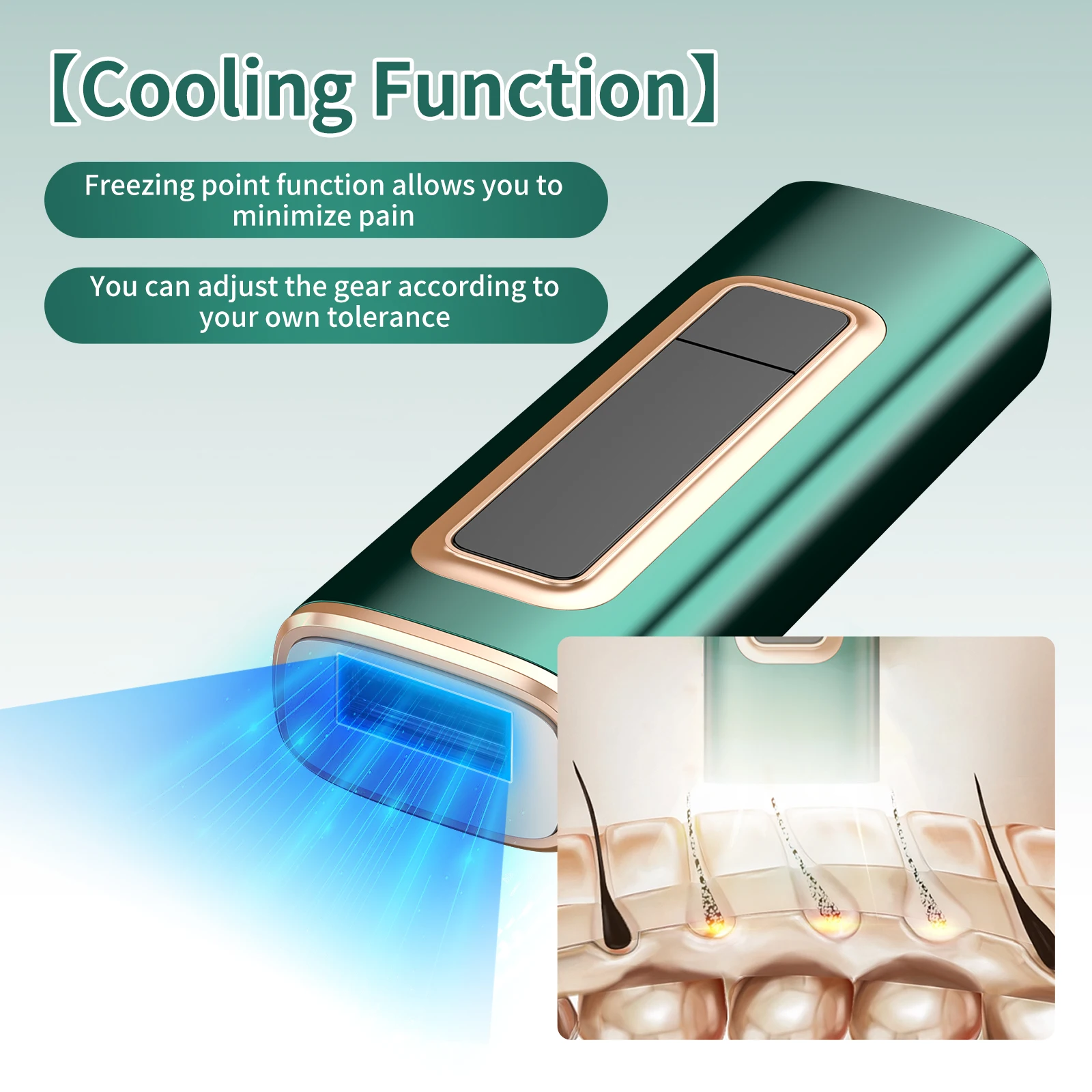 O dispositivo da remoção do cabelo com sistema de refrigeração do gelo, dispositivo da remoção do cabelo, 5 níveis de energia, fda conduziu o ipl