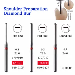 Bur dental do diamante para a preparação do ombro, embutimento e preparação completa da coroa, corte da extremidade, EX-18F, EX-19F, 5 PCes pela caixa