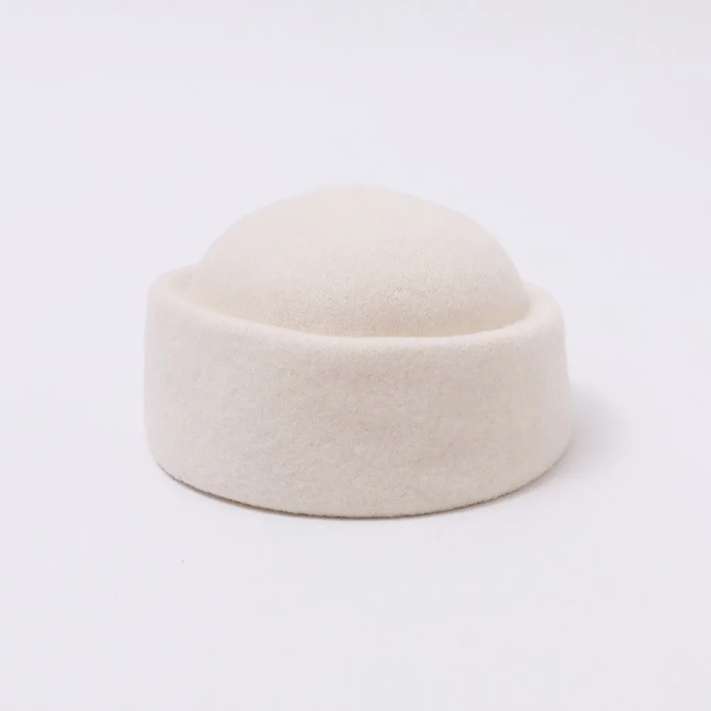 New Warm Insulation Dome Pillbox Hat Secure Fit Soft Texture French Hepburn Hat Wool Round Top Hat Daily Commuting