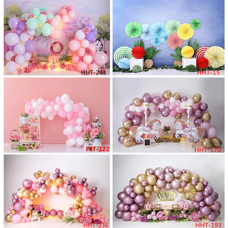 

SHUOZHIKE Decoration With Colorful Balloon Arch Snowman Background Newborn Baby Birthday Photography Backdrops FSS-101