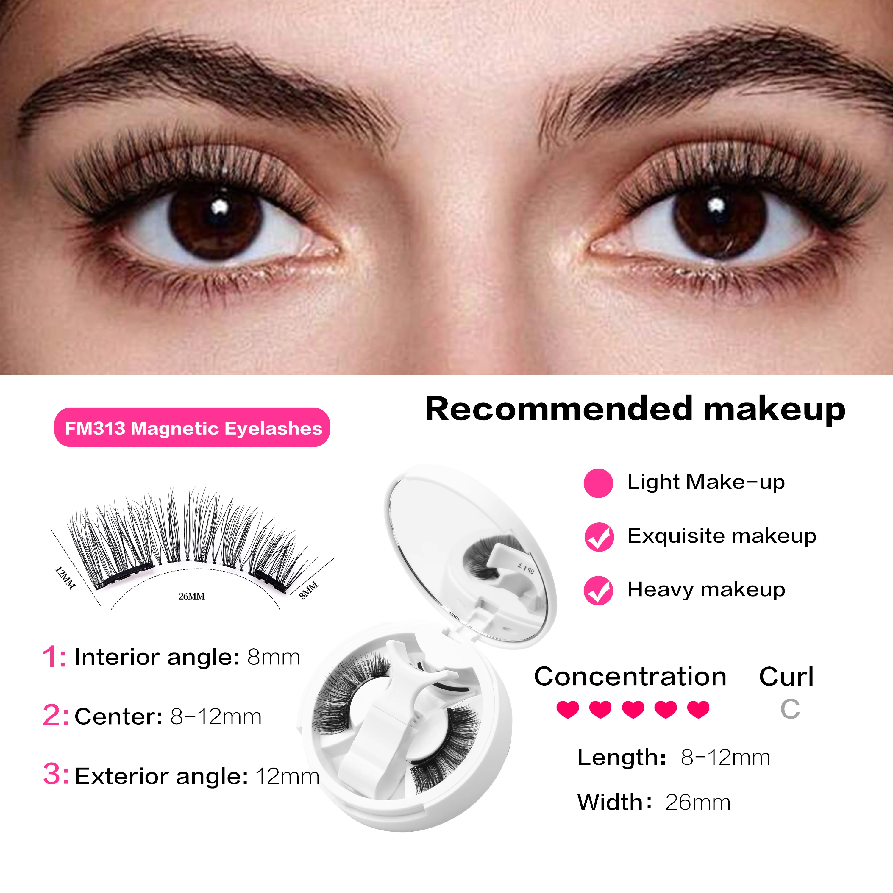 1 Paar Magnetische Wimpern Fuchsauge-Look Natürlicher Look Wispy Magnetwimpern Verlängerte Wimpern ohne Kleber Wiederverwendbares Wimpernverlängerungsset