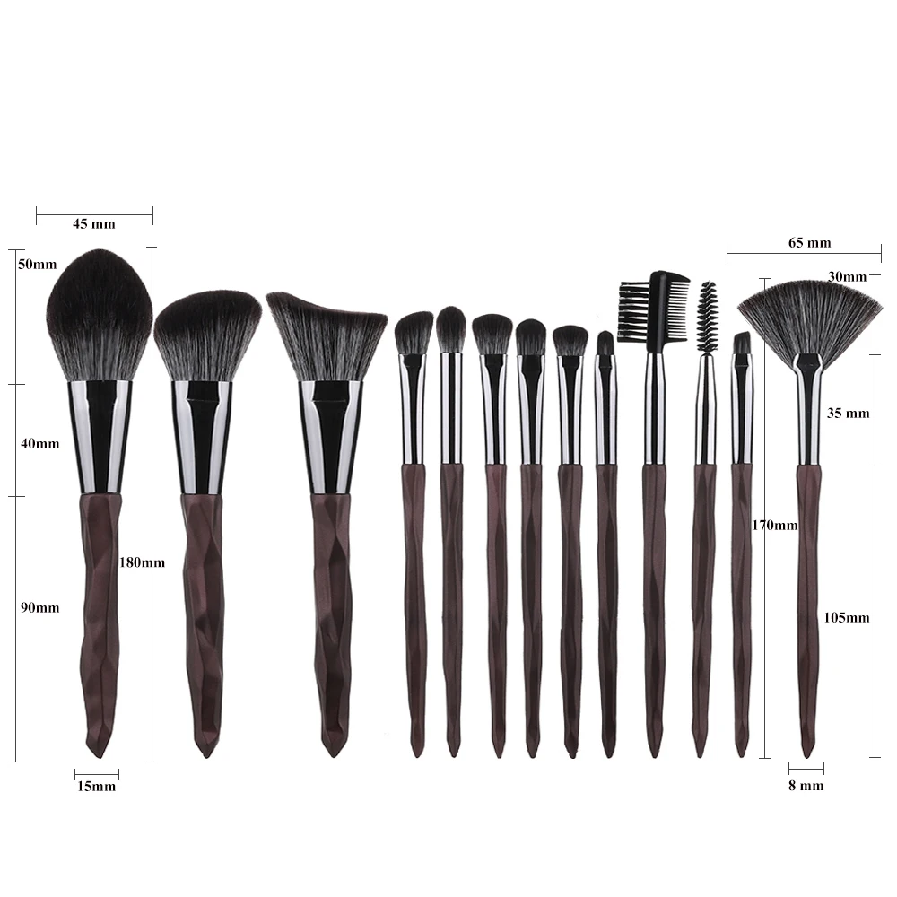 Conjunto de pincéis de maquiagem azul, rosto, olhos, lábios, sombra, sobrancelha, pente, cílios, base, pó, ferramentas, cosméticos