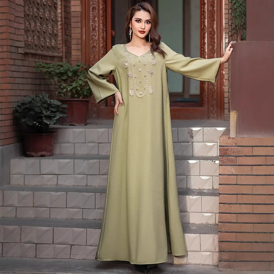 Ramadan Eid Robe musulmane caftan Abaya Damen dubaï luxe Jalabiya pour femmes Caftan Marocain Robe Djellaba Femme Musulmane Abayas