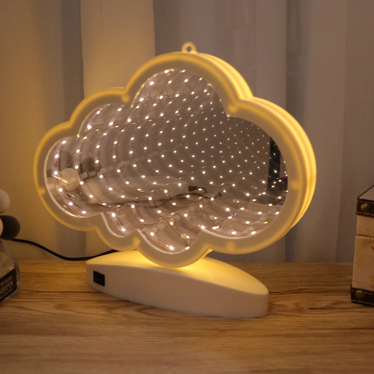 

Creative Tunnel Light 3D Mirror Surface Design 2-Way Powered Led Night Lamp For Wedding Birthday Christmas Home