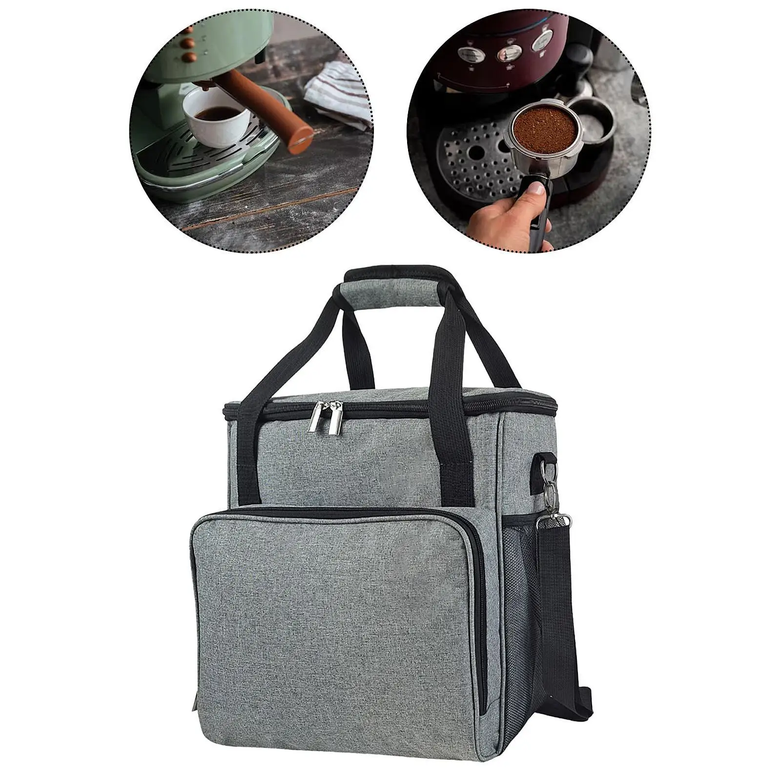 Coffee Maker Carrying Bag Multiple Pockets Sturdy with Shoulder Strap Storage Bag Dustproof Travel Case Portable for Travel