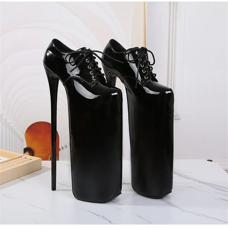 2025 New Arrival Extreme High Heels 30cm Stilettos Platform Women Pumps Sexy Fetish Party Nightclub SM Paten Leather Plus Size