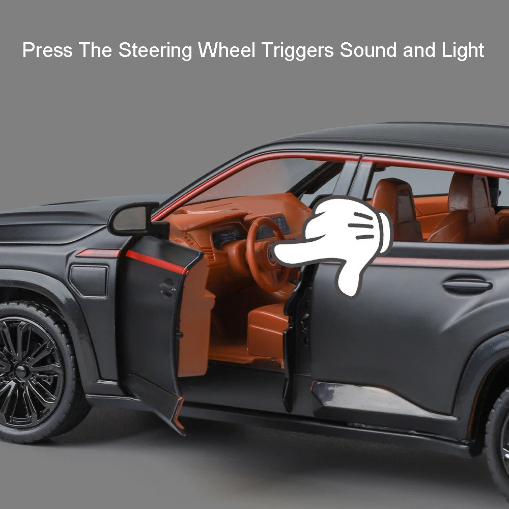 1:24 Model Car THE XM 760LI Miniature Toys Metal Diecast Pull Back Doors Opened Sound Light Rubber Tires for Kids Edutainment