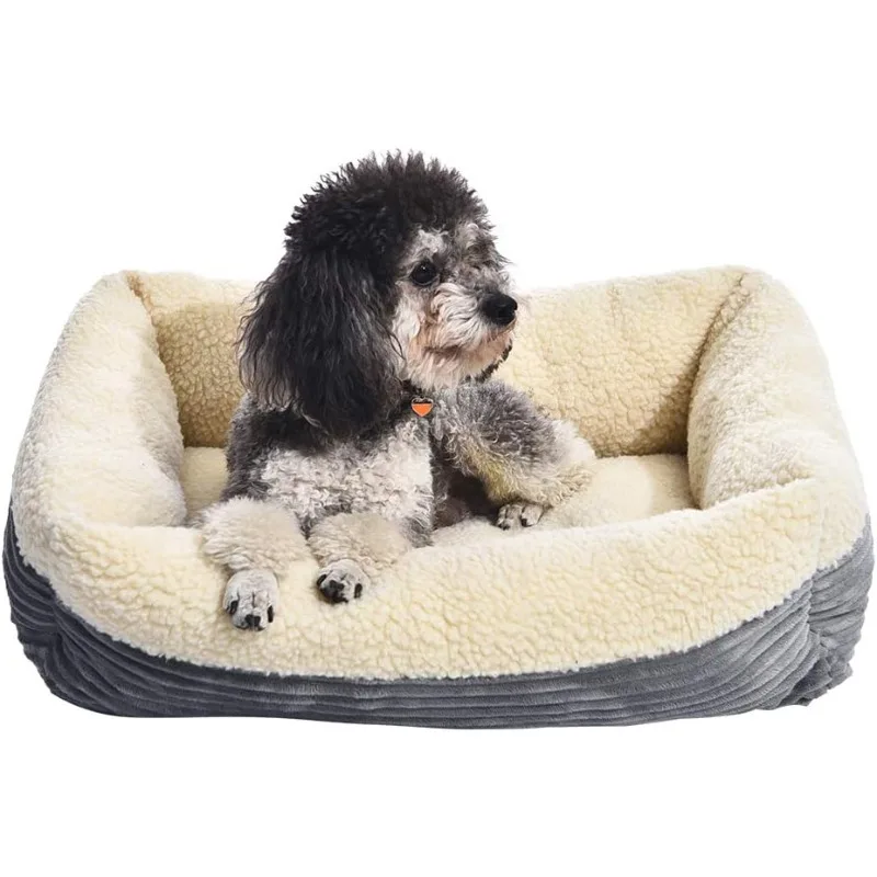 

24-Inch Machine Washable Self Warming Pet Bed For Cat or Dog, Rectangle, Grey, 24"L x 20"W x 7"H