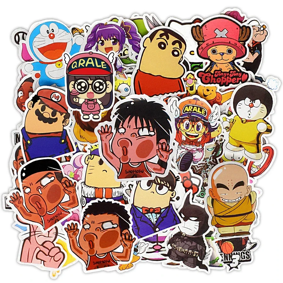 50 PCS Cartoon Anime Manga Stickers Toys for Children to DIY Laptop Skateboard Suitcase Motorcycle Car Decals Waterproof Sticker