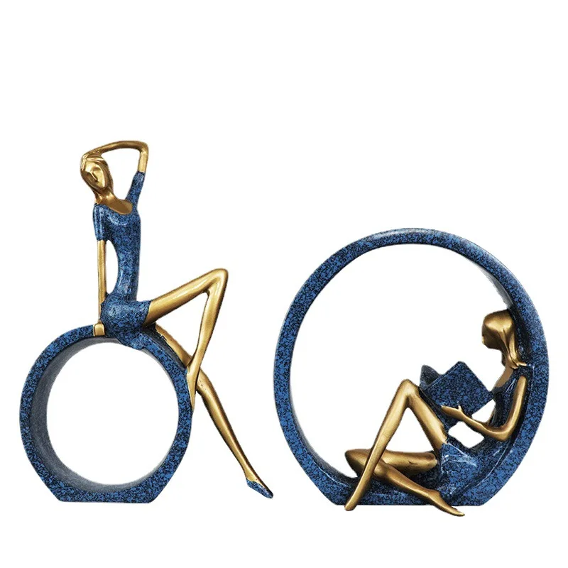 

Home Decoration Reading Statue Luxury Living Room Dining Table Ornament Resin Crafts Abstract Statue Office Desktop Accessories