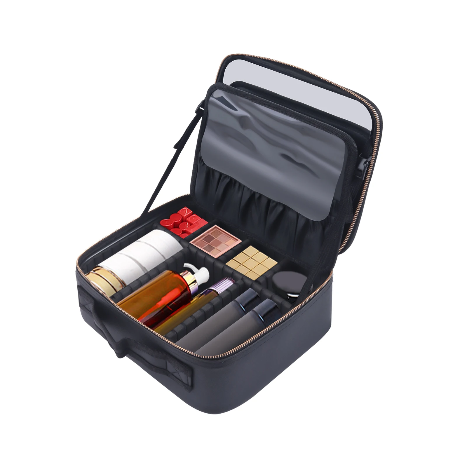 Trousse de maquillage professionnelle extra large avec miroir, trousse à cosmétiques, trousse de maquillage de voyage, organisateur de courtoisie, trousse de train de beauté et supports de synchronisation