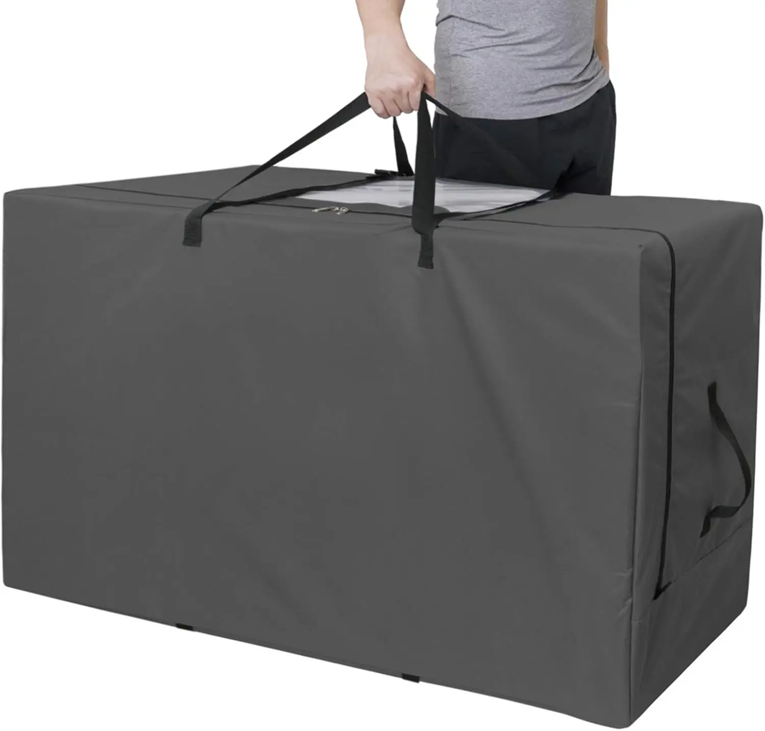 

Folding Mattress Storage Bag Heavy Duty Carry Case for Tri-Fold Guest Bed Fits 6" Queen Mattress Black