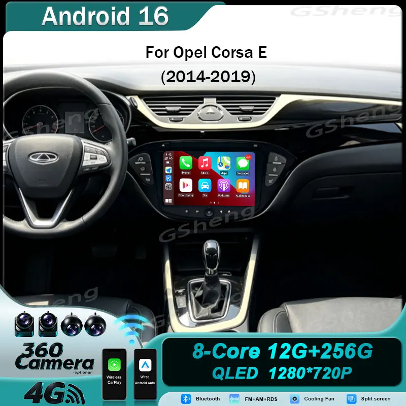 8'' Android 16 Multimedia Head Unit GPS Navigation Player Bluetooth Wireless Android Auto Carplay for Opel Corsa E 2014-2019 4G