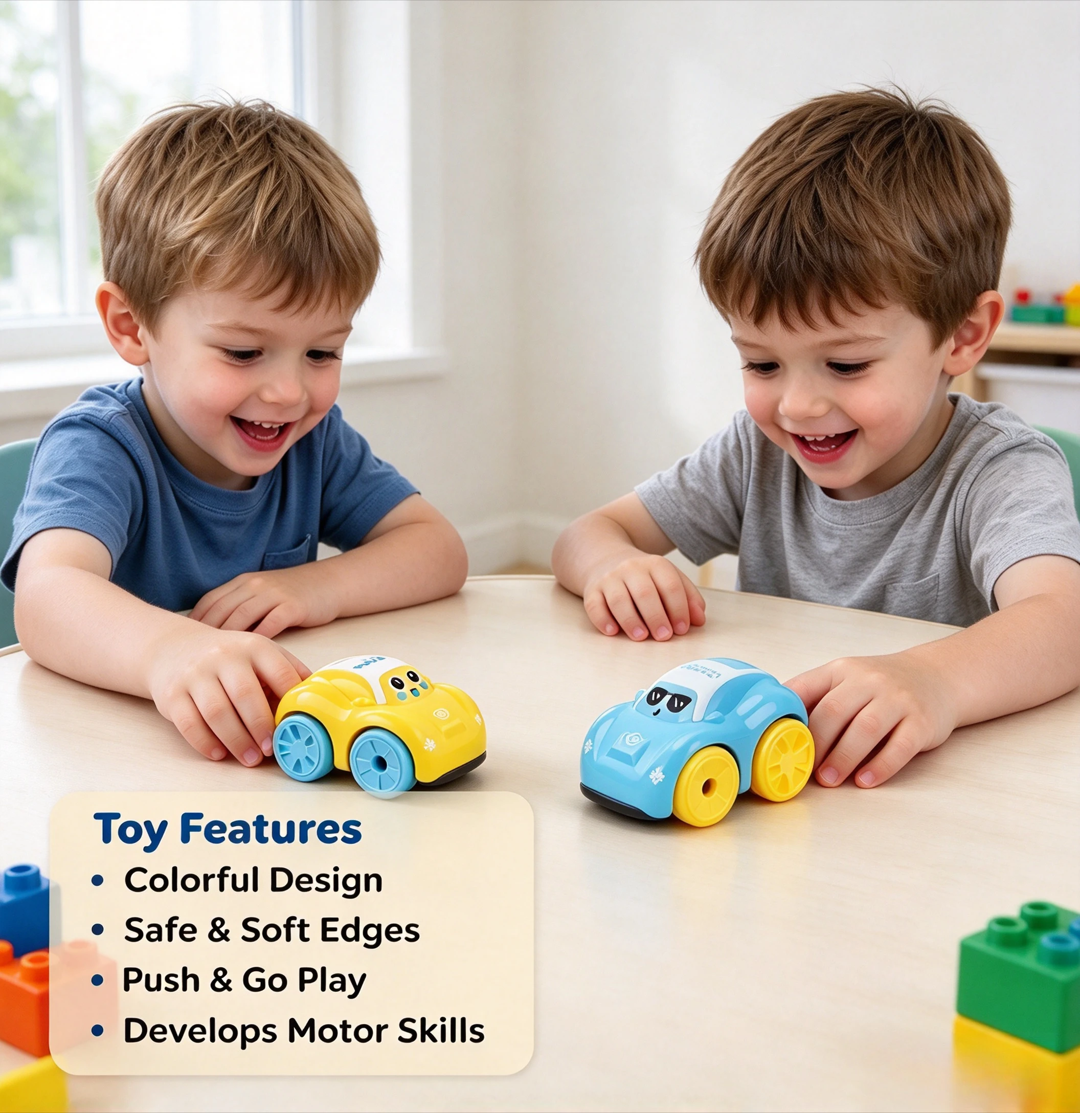 Floating Amphibious Cartoon Cars ABS Material Blue Yellow Kids Indoor Toy Living Room Floor Play Detailed Car Design Durable