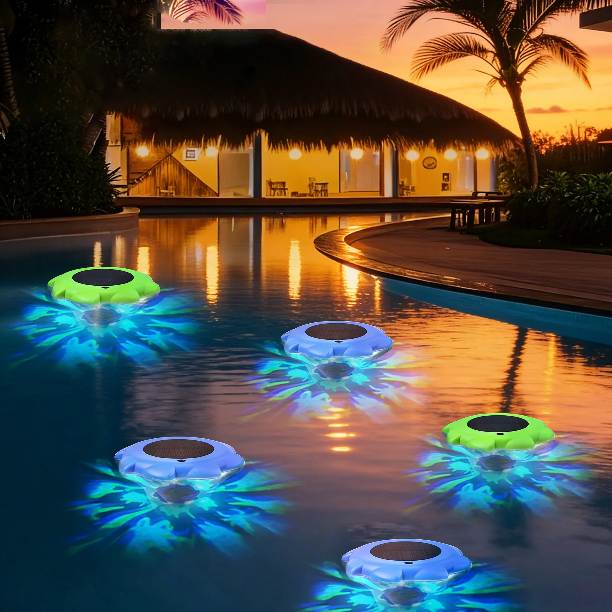 Solar Powered Floating Pool Lights for Christmas Decor 8 Modes Underwater Ocean Pattern Floating Lamp for Pool Holiday Party