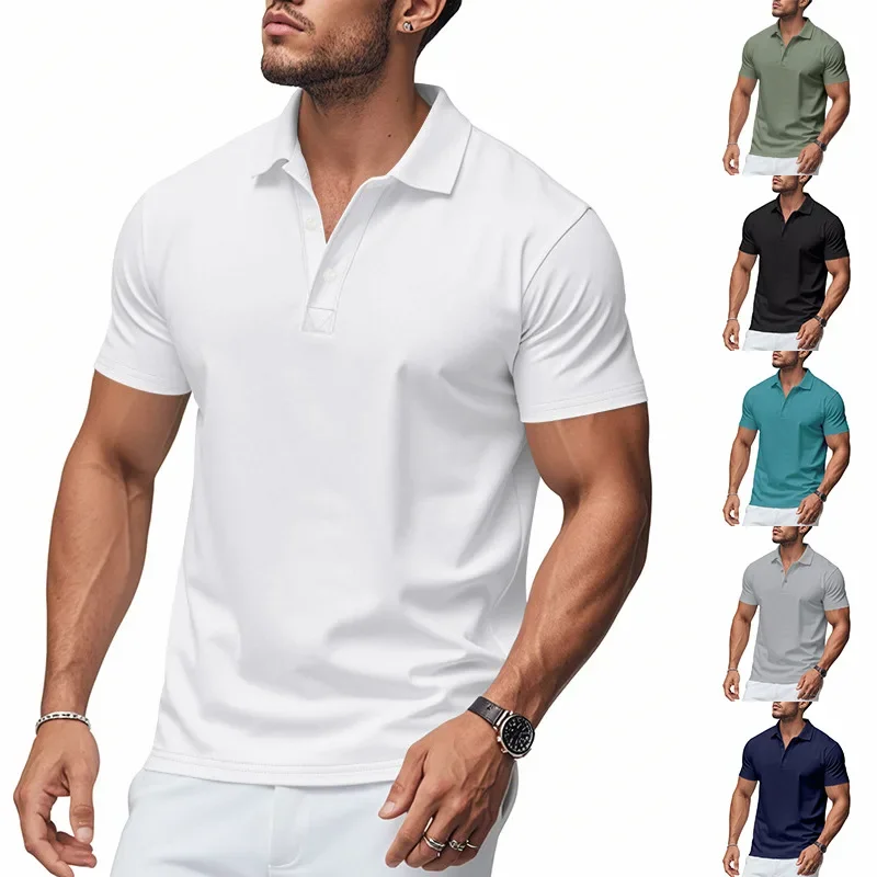 New Men's Simple Solid Color Polo Shirt Breathable Quick-drying Short-sleeved Fashion Casual