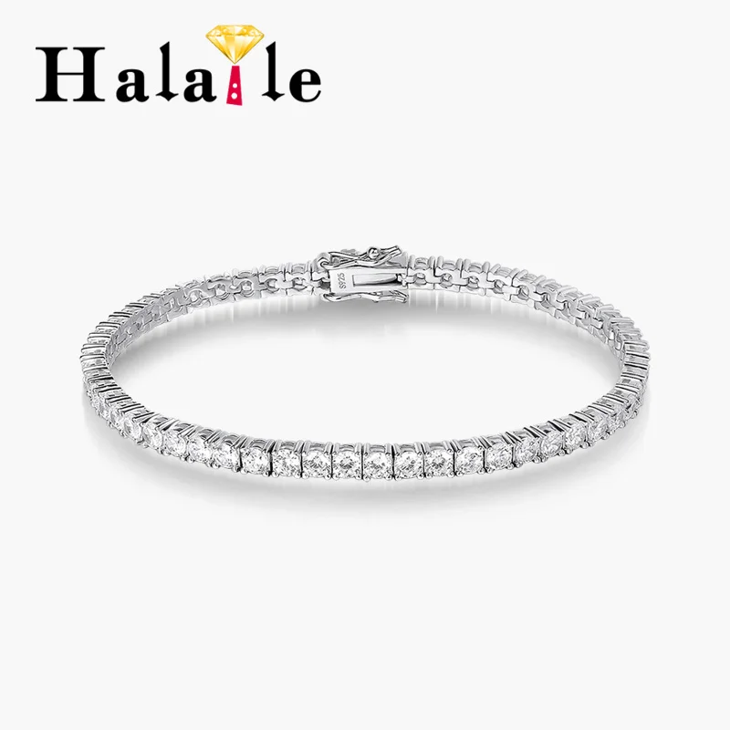 

Halaile S925 Sterling Silver Simulated Diamond Full Zircon Tennis Bracelet Classic Jewelry for Women Men Sparkling Party Gift