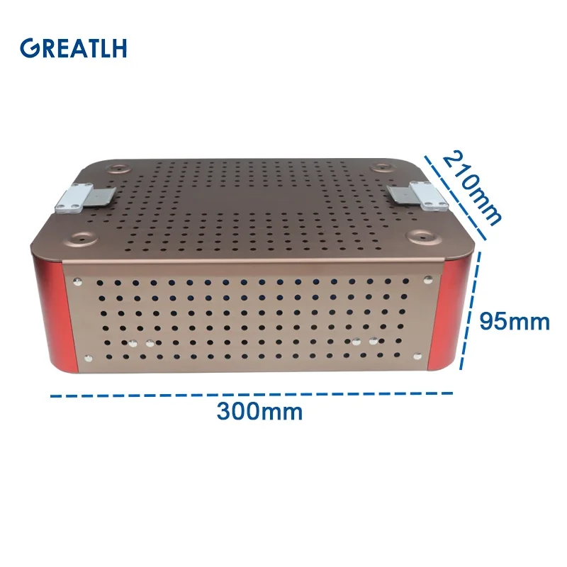 GREATLH Sterilization Tray Aluminium Alloy Double Layer Sterilization Tray Case with Silicone Pad