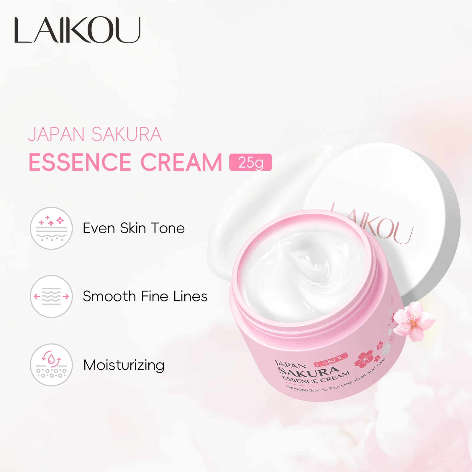 

LAIKOU 25g Japan Sakura Essence Face Cream Cherry Blossom Facial Cream Moisturizing Firming Korean Skin Care