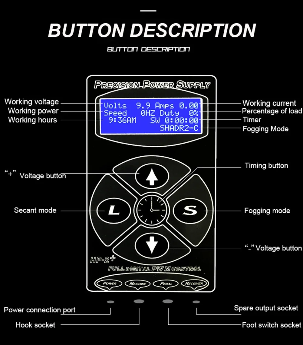 Upgrade Tattoo Voeding Set HP-2 Dual Intelligent Digital LCD Display Tattoo Make-up Machine Professionele Supply Accessoire