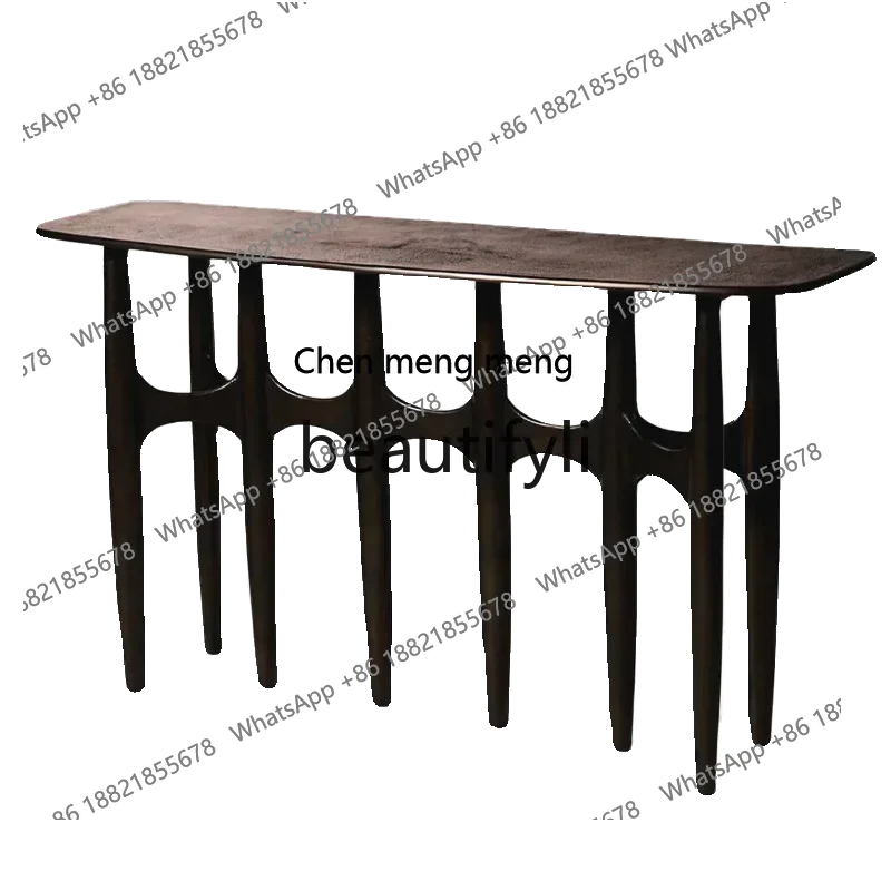 Nordic oak black open lacquer porch table Italian minimalist creative light luxury designer dining table