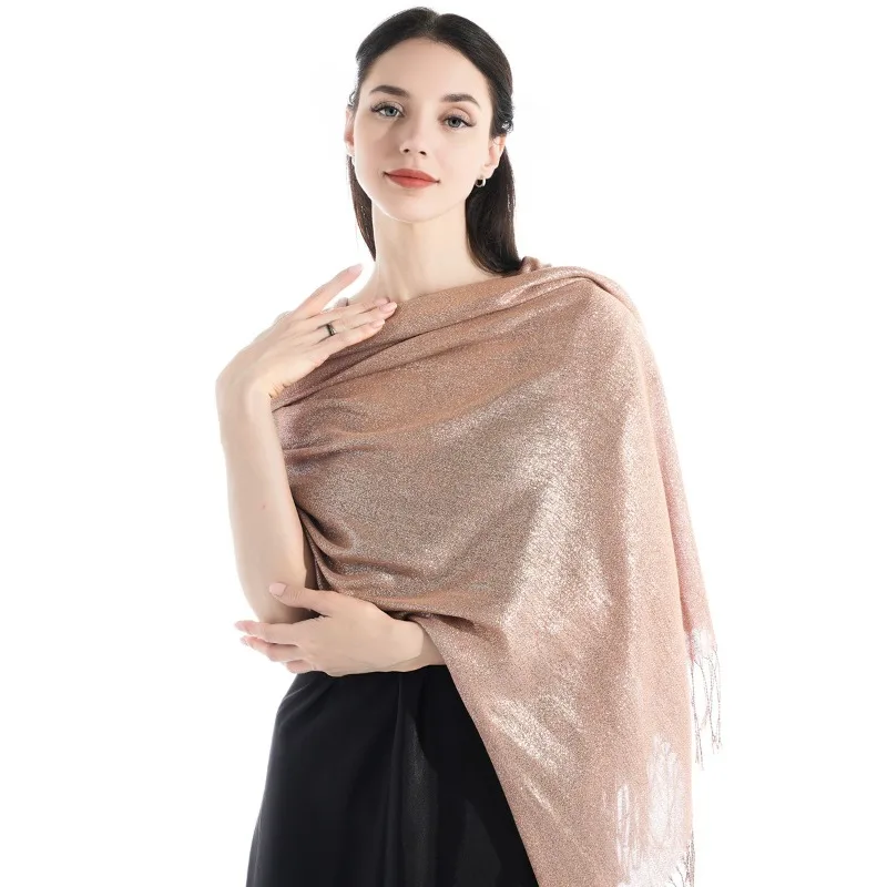 Fashion Solid Color Silk Scarf for Women Luxury Autumn Summer Tassel Ball Banquet Party Scarves Shawl Clothing Accessories Gift