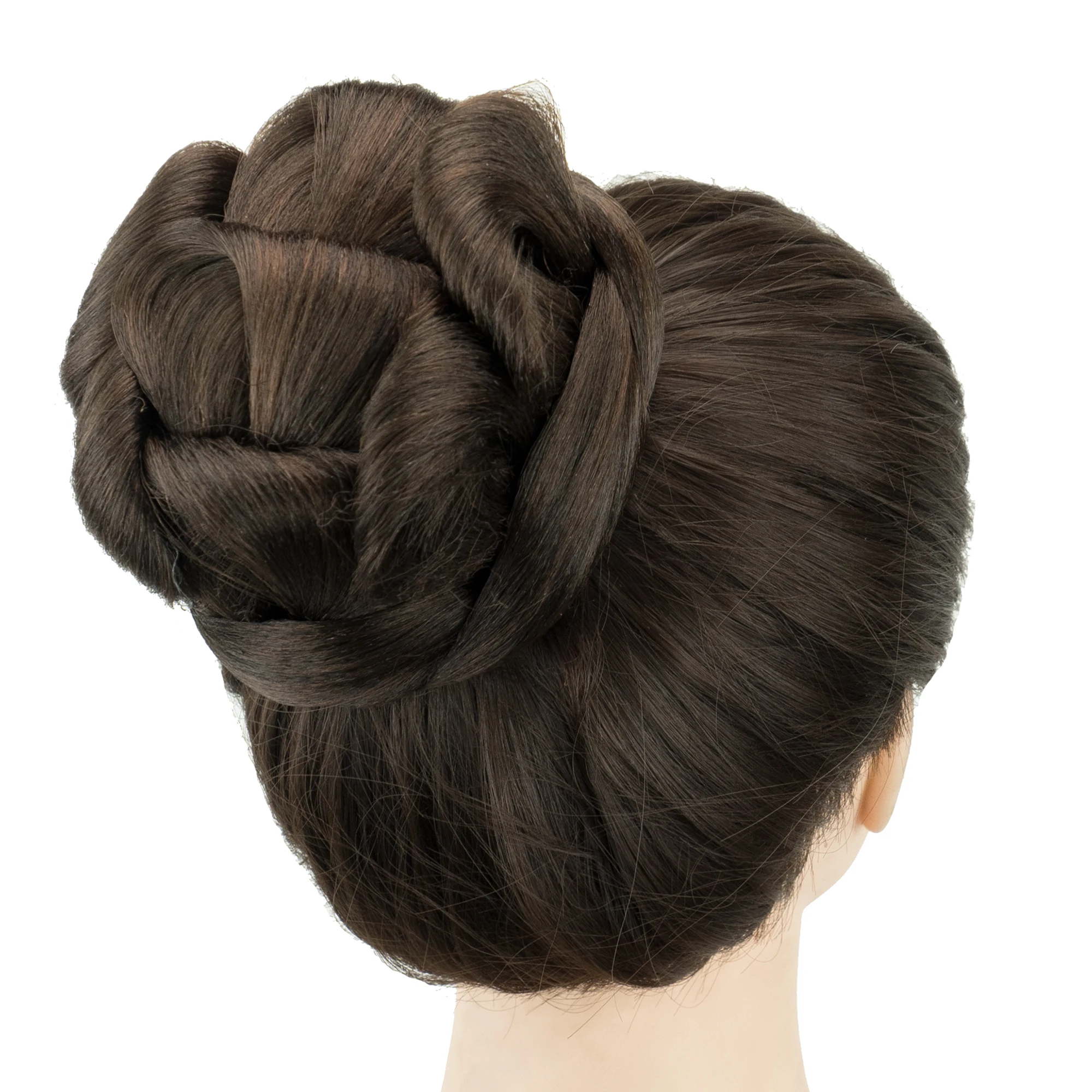 Soowee Synthetic Hairpieces Braided Chignon Black Fake Hair Bun Clip Curly Bun Cover Hair Pieces Scrunchies for Women